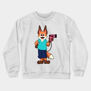 Fox as Hairdresser with Hairdryer Crewneck Sweatshirt